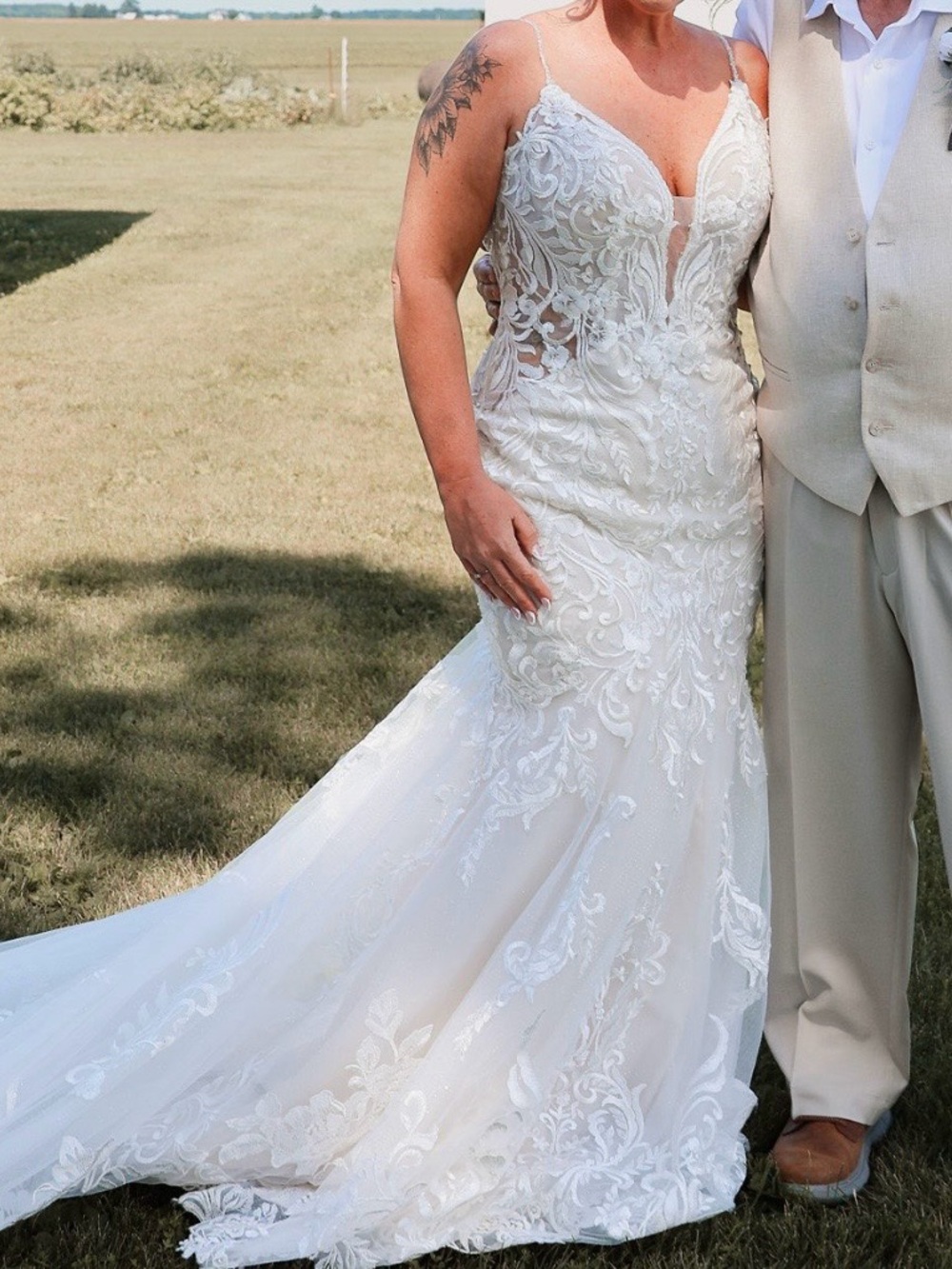 Alessandra Rich Ivory Lace Mermaid Wedding Dress